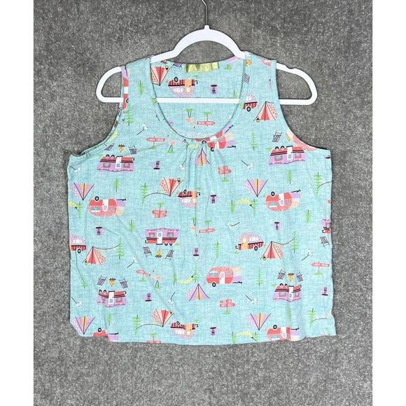 Mia Lucce Pajamas Set CAMPING VACATION Womens Size Large Tank Top & Shorts - Picture 2 of 14